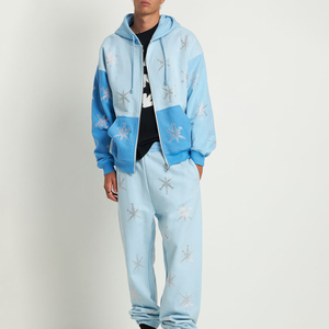 新着OEMカスタムパーカー光沢のあるラインストーンロゴストリートウェア秋冬服特大フィット - Product Image 2