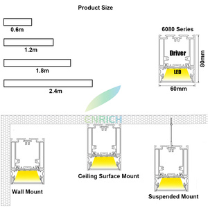 LEDリニアシャンデリアペンダントライトIP65グレードLed天井リニアショップホームオフィスショッピングモール用照明器具 - Product Image 6