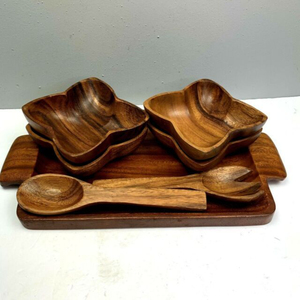 "הנמכרים ביותר מוצרים כלים ערכת כלים עץ dinnerware קערות מנות באיכות הטובה ביותר במבוק טבעי עץ טבעי ערכת כלי מטבח