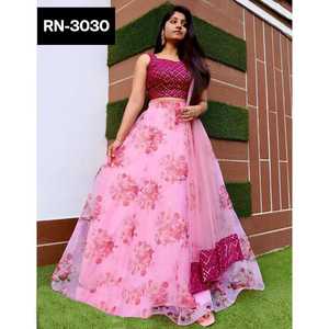 ชุดจอร์เจียสไตล์อินเดียแบบหนาพร้อมเย็บปักถักร้อยและชุดลำดับ Lehenga Choli สามารถแนบได้ใน Lehenga และ Net Dupatta - Product Image 6
