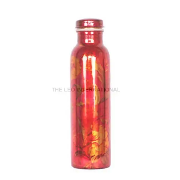 Materiale di rame di colore rosso stampa floreale a base di erbe benefici medici anti invecchiamento bottiglia d'acqua 3x3x3 pollici 1 litro capacità di stiva