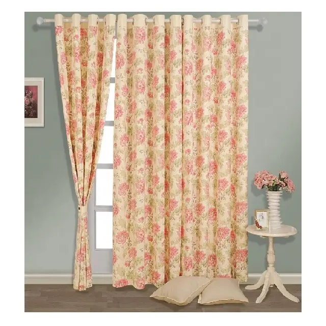 Cortinas tejidas de cáñamo de algodón de estilo chino para sala de estar dormitorio cortinas de tela orgánica GOTS sostenibles empaquetadas individualmente