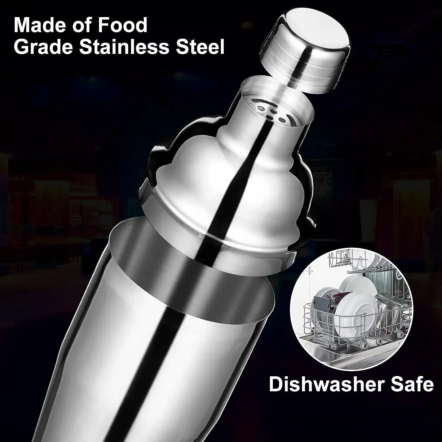 Wholesale Manufacturer Stainless Steel Professional Bartender Cocktail Shaker For Martini Mojito Alcohol Mixture Shaker Bottle