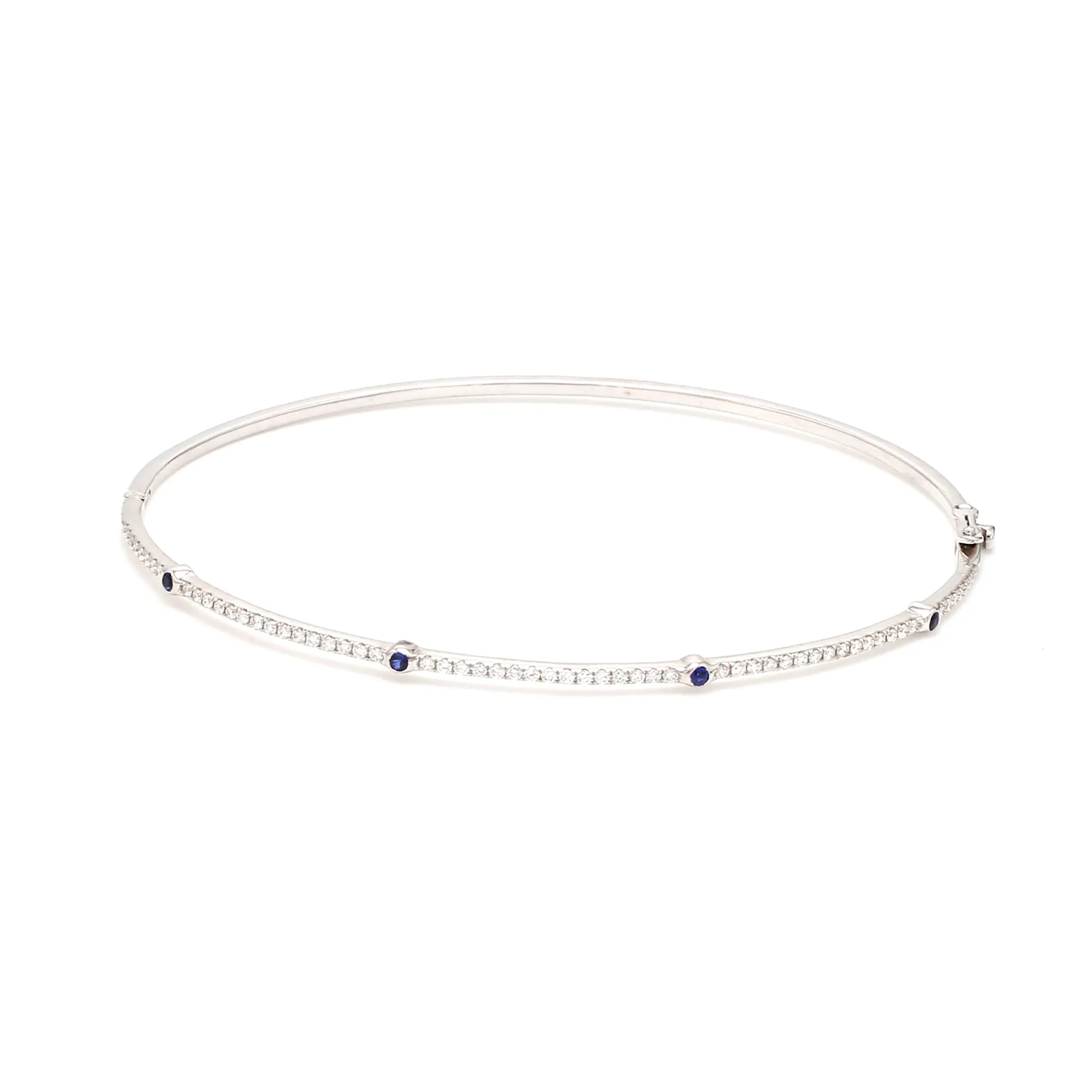 Pulsera de oro blanco de 18 quilates con diamante Natural y zafiro azul, joyería fina de aniversario, venta al por mayor