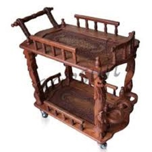 Otel mobilya 3 katlı eski portatif araba Bar arabası şarap haddeleme ahşap servis çubuğu market arabası çıkarılabilir - Product Image 1