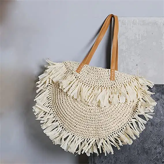 Borsa a tracolla della migliore qualità nappe borse tessute rotonde da donna portafogli da viaggio estivi da spiaggia realizzati in Vietnam