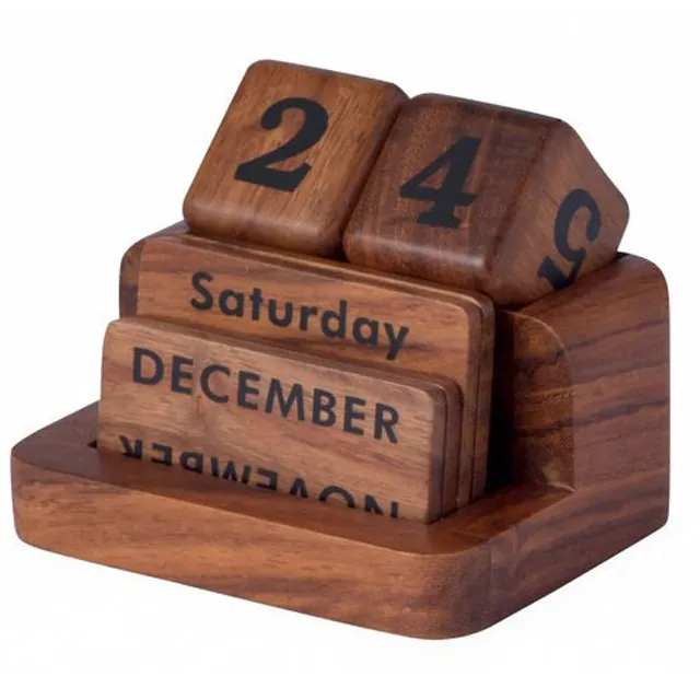 Calendario de madera de por vida, Mini organizador de escritorio, calendario perpetuo para decoración de escritorio, sala de estudio, hogar y oficina, gran oferta