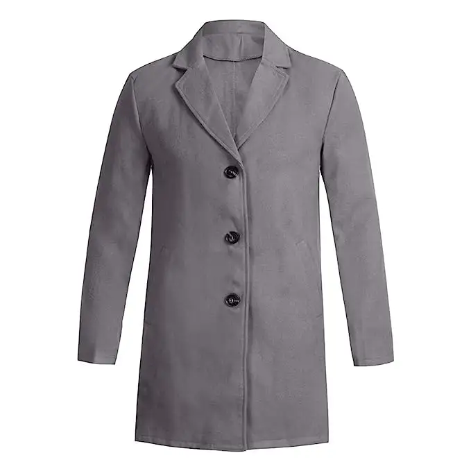 新しいデザインカスタムメンズウールデザイナージャケットウールフェルトジャケット暖かい厚手のアウタープラスサイズグレー色ウールトレンチコート