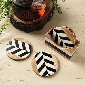 Coasters de madeira clássicos com noz esculpida padrão para cada ocasião-Circular & retangular Mats & Pads