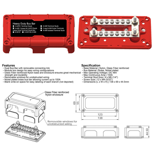 配电块母线12V 300A，带4 * M6 + 12 * M4螺柱船用电池母线接线盒，用于汽车、船 - Product Image 6