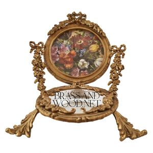 Antique Brass Vòng hoa chân dung khung với trang trí công phu đứng cổ điển handmade sưu tập nghệ thuật trang trí hiển thị - Product Image 1