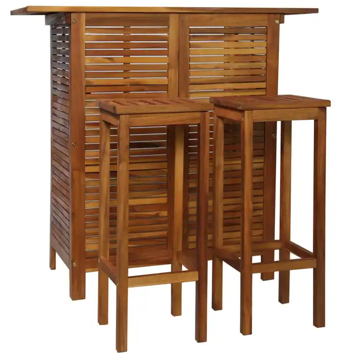 Mobiliário de barra pátio exterior exterior, barra de barra alta tabela e cadeiras jardim móveis bar bandeja de madeira