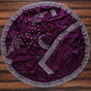 インドのエスニックブライダルシーケンスと刺繍のコーディング作業カットワークボーダー独占サリー大人結婚式見事な流行 - Product Image 4