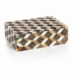 Handgemachte natürliche Vintage Knochen harz Inlay dekorative Schmuck & Aufbewahrung sbox rechteckige Form mit gravierter Handhabung für Kunst handwerk