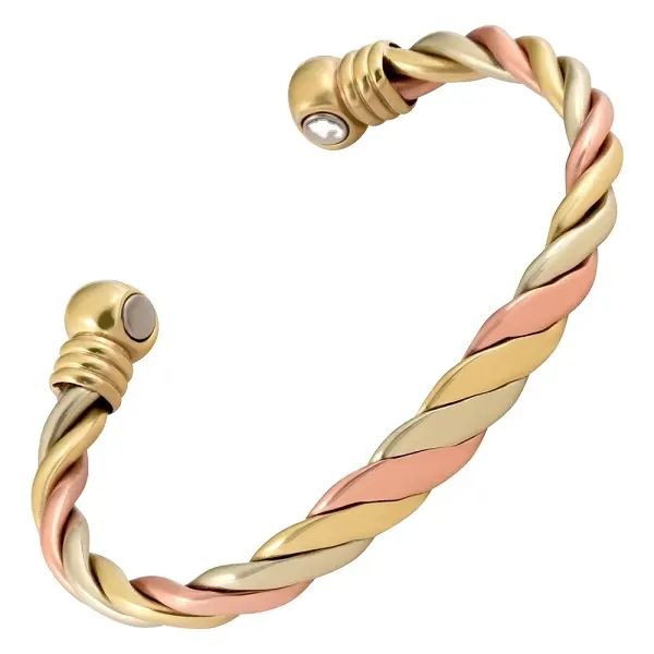 Bracelet de santé magnétique en cuivre pur de 8mm Bracelet ouvert Bracelets en or rose Taille réglable