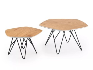 Taburete de mesa pequeño con soporte de hierro y tapa de madera con acabado Natural, para sala de estar, sofá, mesa de revistas lateral, venta al por mayor - Product Image 4