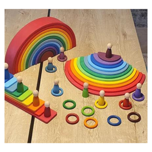 手作りの木製レインボーセット: 子供のおもちゃコレクションへのカラフルで教育的な追加 - Product Image 3