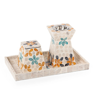 Direct Factory Handmade Flower <strong>Inlay</strong> Burner Set with Tray Decorative Mother of Pearl Mukhar Set for Home Gift Made in Vietnam - Product Image 6