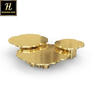 Luxury and Irregularity Gold Stainless Steel <strong>Center</strong> Table Tresor Patinated Set of 3 Coffee Table for Hotel <strong>or</strong> Villas - Product Image 2