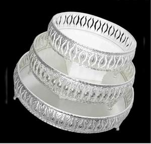 Diwali Return Gifts German <strong>Silver</strong> <strong>Plated</strong> Dry Fruit Dish Chocolate Cake Serving <strong>Tray</strong> with Enamel - Product Image 1