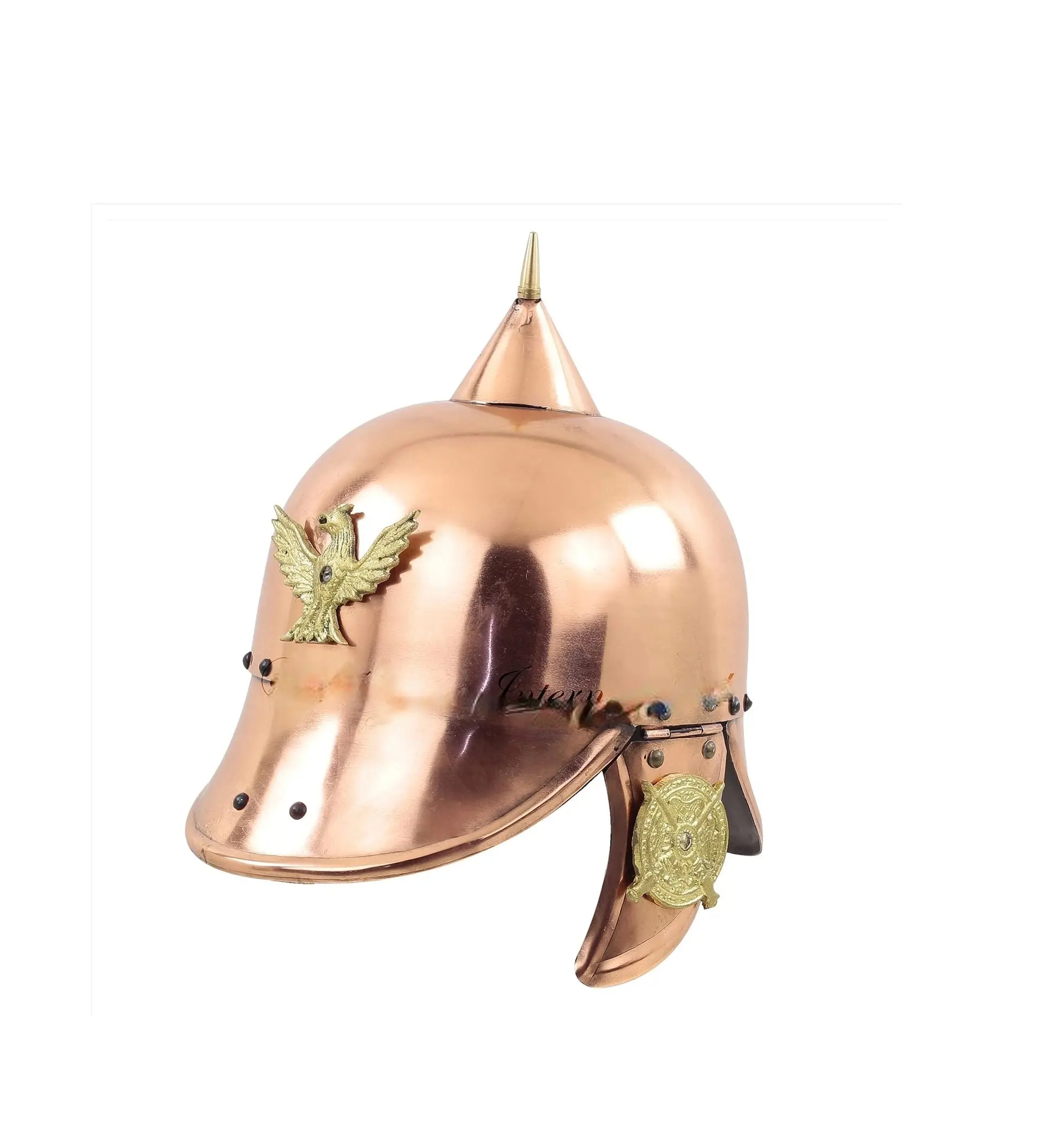 Casco de aluminio con pinchos Pickelhaube alemán con emblema de águila | WW1 (Primera Guerra Mundial) | Casco antiguo de armadura de gran guerra para Cosplay