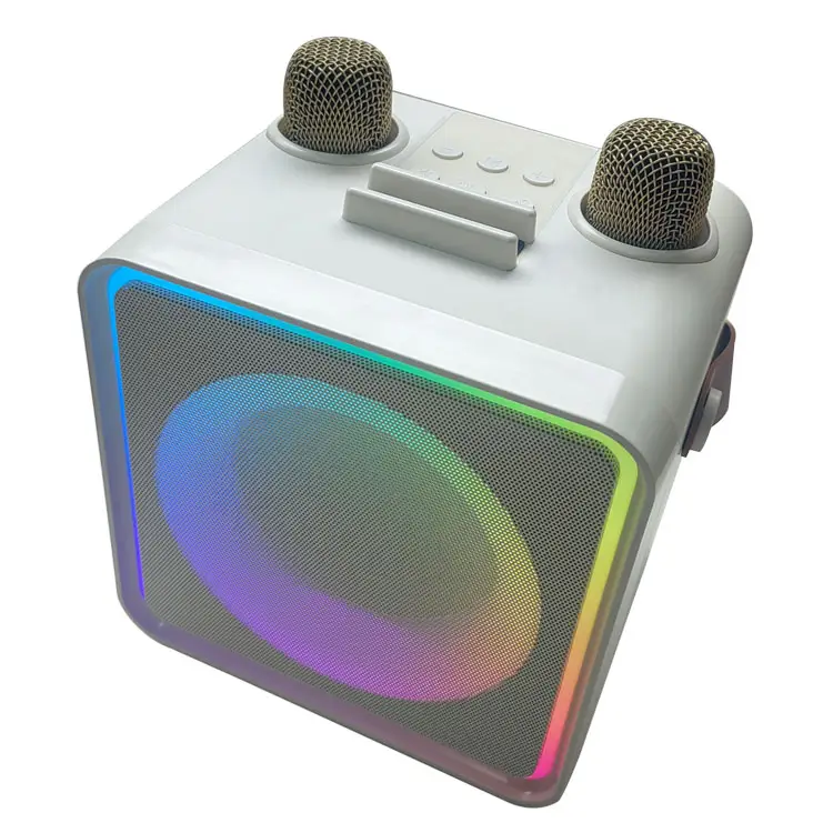 Set di macchine Karaoke portatile con porta telefono e luce a LED per bambini adulti microfono senza fili Bluetooth Speaker Player