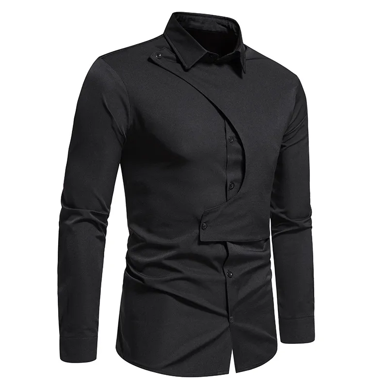 Chemises de travail blanches et noires à manches longues vintage formelles pour hommes Logo personnalisé vêtements pour hommes chemise habillée unie vierge