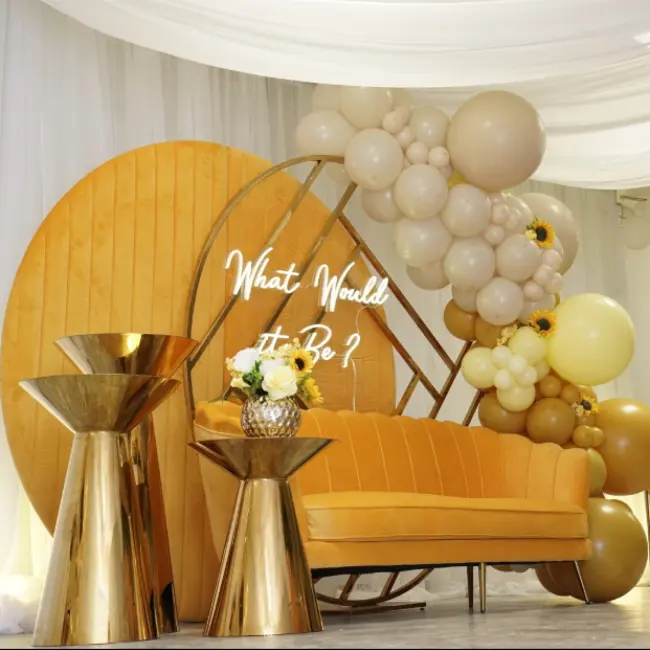 Conjunto de mesa de centro alto para eventos, decoración de boda, mesa lateral moderna dorada, soporte de flores para fiesta, 2 piezas