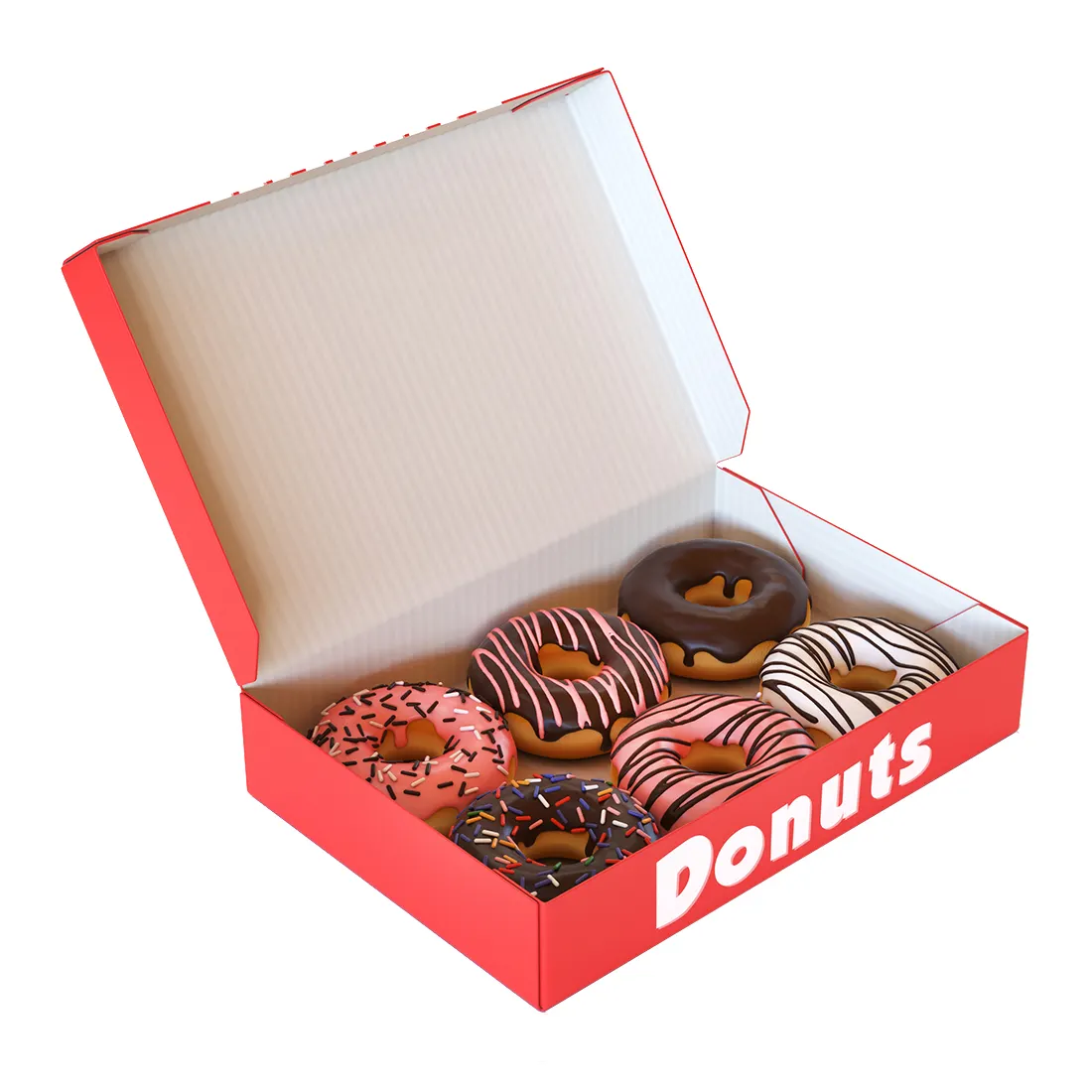 Popular Mochi Donut Box Embalaje de papel de cartón personalizado para media docena Donut Box