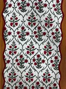 Rubinrot und Smaragdgrün Indischer Blumen hand block Gedruckt Baumwoll tuch Vintage Mid-Century Modern Home Decor - Product Image 2