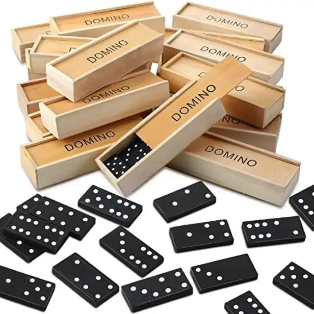 24 عبوة مجموعة صغيرة من الدومينو الخشبية بالجملة ألعاب كلاسيكية مصغرة ألعاب تعليمية خشبية