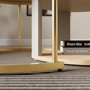 <strong>Nesting</strong> Modern Nordic Style Round Coffee <strong>Tables</strong> with Metal Legs Set of 2 for Living Room Villa and Gym <strong>End</strong> <strong>Tables</strong> - Product Image 5