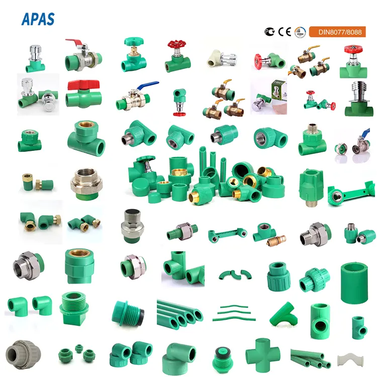 Apas Fabriek Direct Din8077/8078 Alle Soorten Plastic Ppr Pijp Ppr Pijp Fitting Voor Thuis Sanitair Watervoorziening