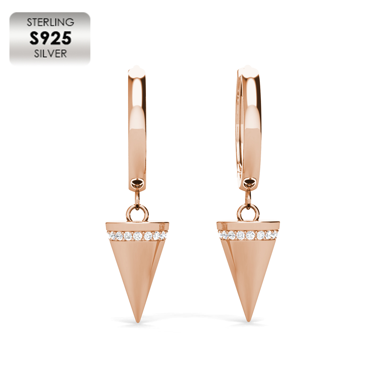 925 Silver 18K Rose Gold Plated Girls Earrings