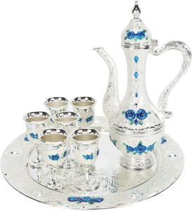 Thu nhỏ benjarong trà Set Vàng rượu vang Set Bạc mạ đồng dallah Bạc mạ đồng dallah với ly - Product Image 2