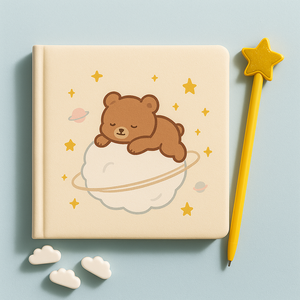 Labon dễ thương gấu pu da máy tính xách tay trẻ em phim hoạt hình vuông nhật ký tùy chỉnh bé Tạp Chí Quà Tặng OEM ODM - Product Image 1