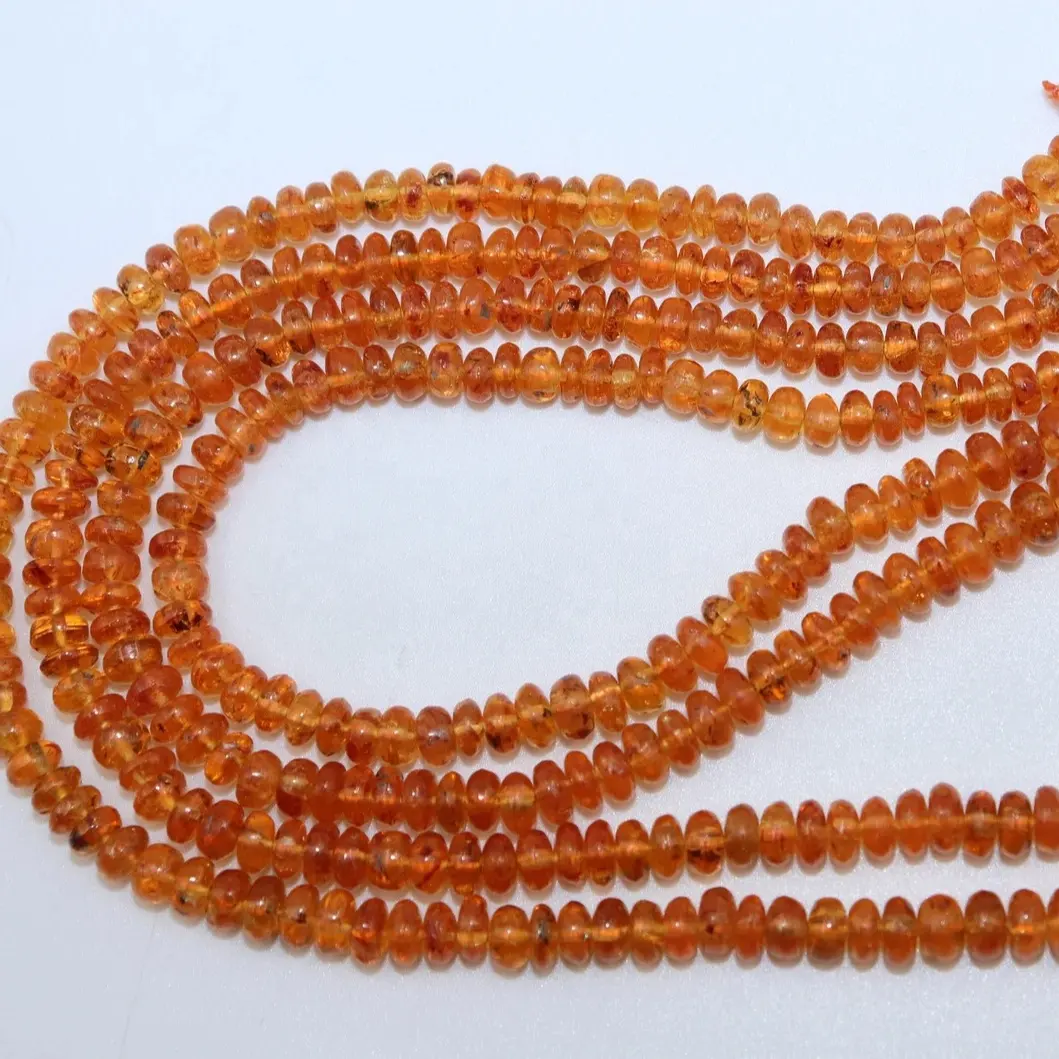 Nova Chegada Spessartite Garnet Suave Rondelle Beads Fanta Garnet Plain Beads 4-6mm Jóias Fazendo Atacado Precioso Rubi Beads