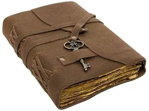 经典复古皮革装订日记本手工钥匙锁设计书籍阴影日记本盒装礼品