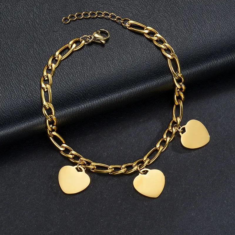 Impermeable 18K chapado en oro corazón encanto amistad pulseras personalizado láser corazón encanto pulsera Día DE LA MADRE joyería regalos