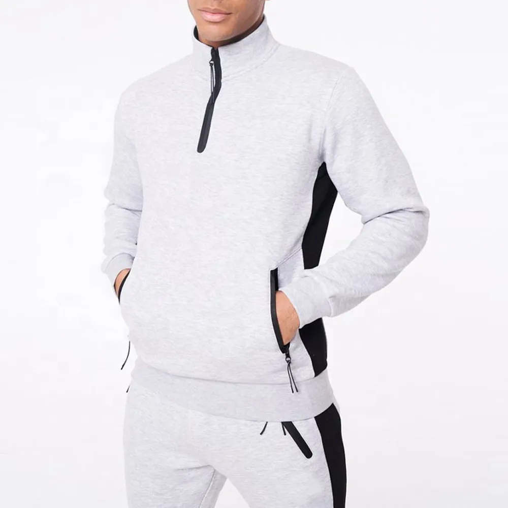 Moletom masculino com zipper logotipo personalizado de alta qualidade, gola redonda, plus size, algodão, com zipper, jogging, moda de rua
