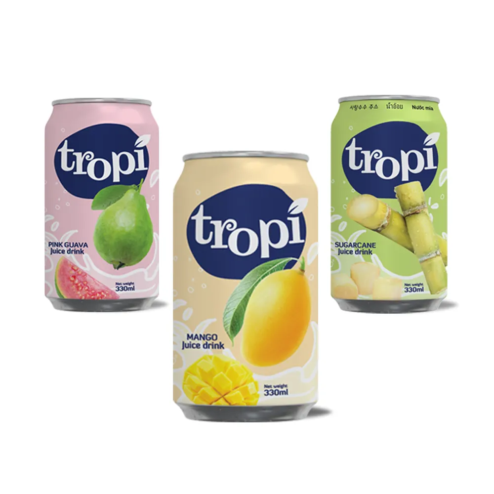 Bevanda di succo di frutta tropicale del Vietnam con etichetta privata: Mango, canna da zucchero, mangostano, ananas-campione gratuito-design gratuito