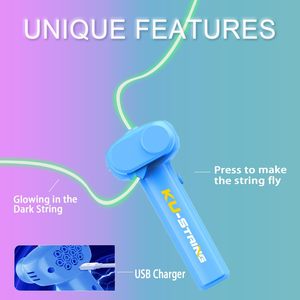 Juguete tirador que brilla en la oscuridad que vuela un bucle de cuerda, crea formas y trucos infinitos, regalo STEM perfecto para niños y adultos - Product Image 3