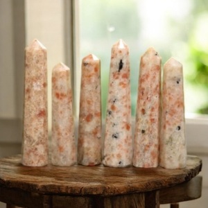 El yapımı turuncu Sunstone kristal dikilitaş kulesi meditasyon şifa kristal noktası kulesi Feng Shui ev dekor kral akik - Product Image 4