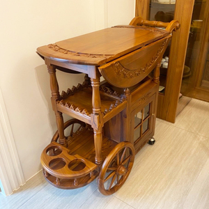 Restoran ve yemek odası için katlanabilir üst ile fonksiyonel ve zarif tik katlanabilir servis arabası ile daha fazla alan keyfini çıkarın - Product Image 5