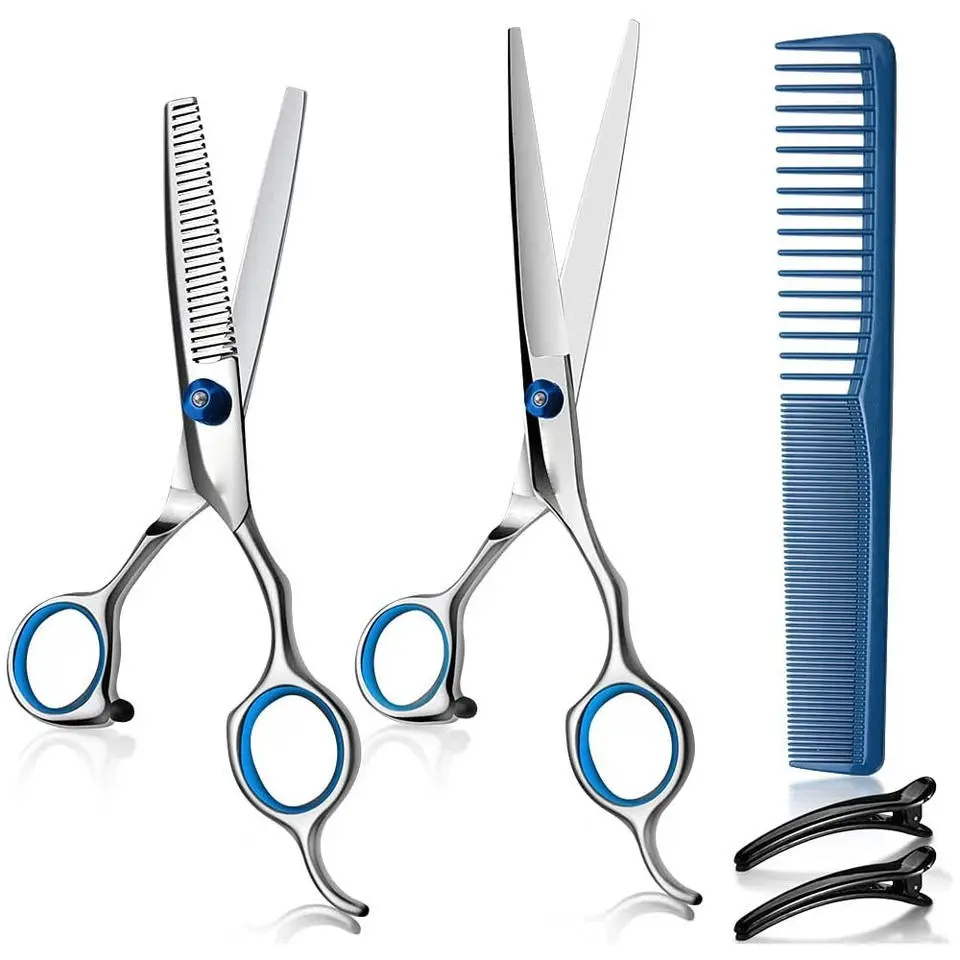 Kit de ciseaux de coupe de cheveux, cisailles de rasoir en acier inoxydable de 6.5 pouces ciseaux de coiffure professionnels pour salon
