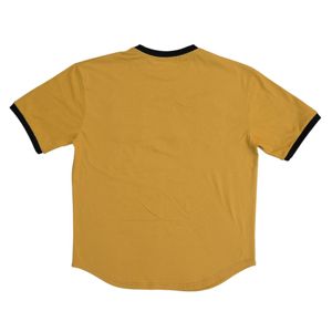 Old Gold Cotton Premium Ringer T-<strong>Shirt</strong> Mens Fraternity Curved Hem <strong>Shirt</strong> with Chenille Embroidery Number Black Greek Apparel
