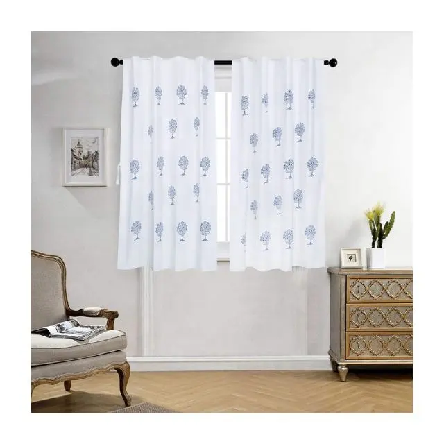 2024 lindo blanco Butta semi-opaco cortinas para sala de estar 63 pulgadas de longitud bohemio borla ventana cortina barra bolsillo dormitorio cortinas