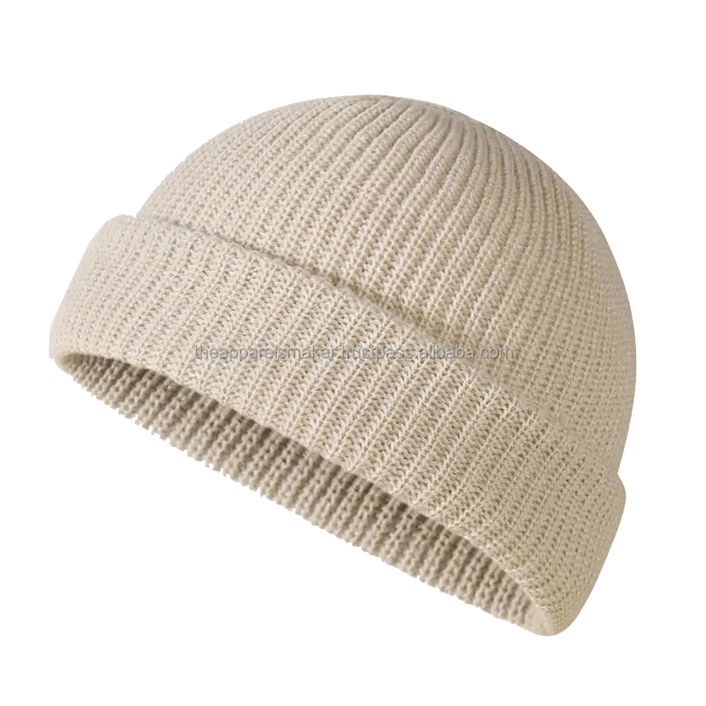 Berretto personalizzabile per abbigliamento alleato per donna cappello invernale caldo berretto con risvolto in maglia acrilica solido berretto minimalista