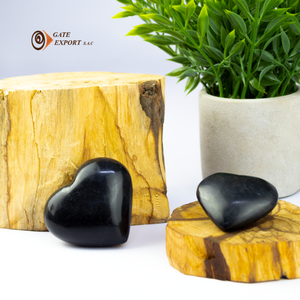El yapımı siyah oniks kalp şekli dekoratif taş artisan-zanaat cilalı mermer enerji hizalama modeli desen - Product Image 6