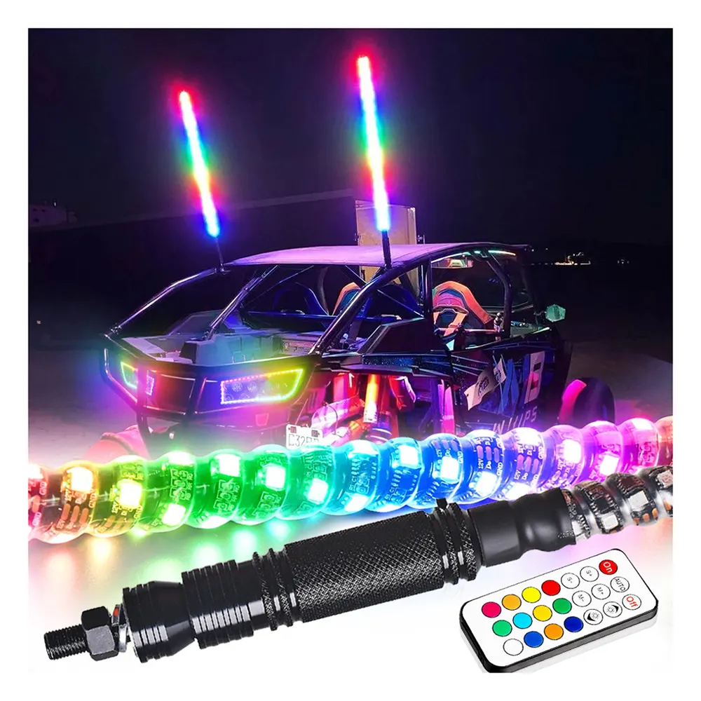 قطع غيار Canam Maverick X3 Can Am Rzr 570rzr, قطع غيار Canam Maverick X3 Can Am Rzr 570rzr اكسسوارات سيارات بدون طيار RGB Led سوط ضوء لمركبات Atv Utv Led علم حلزوني ضوء لبولاريس